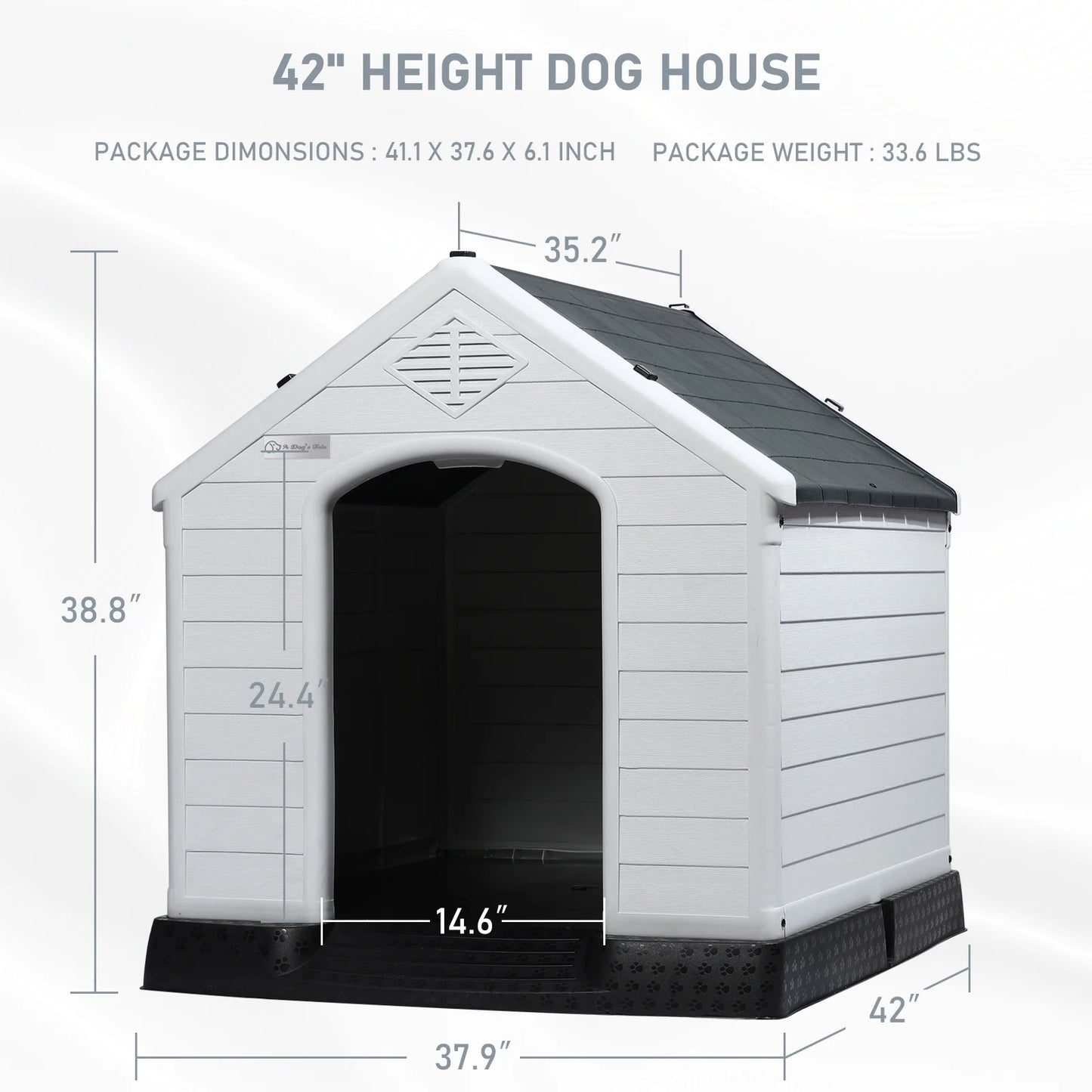 Plastic Dog House Outdoor Indoor for Small Medium Large Dogs,Waterproof Dog Houses with Elevated Floor and Air Vents,Durable Ventilate & Easy Clean and Assemble