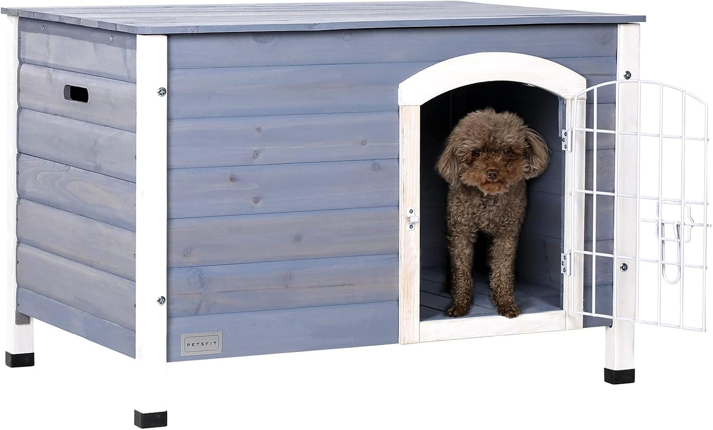 Indoor Dog House Ventilate Wood Cat Houses for Indoor Cats with Elevated Floor&Anti-Slip Bottom