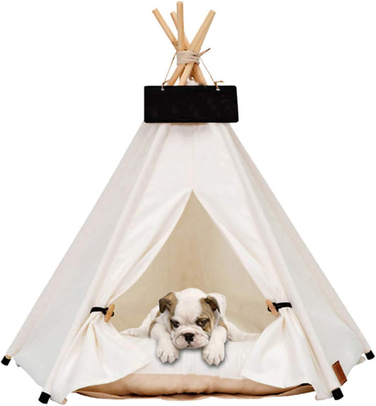 Pet Teepee Tent for Small Dogs or Cats Portable Puppy Sweet Bed Washable Dog or Cat Houses with Cushion
