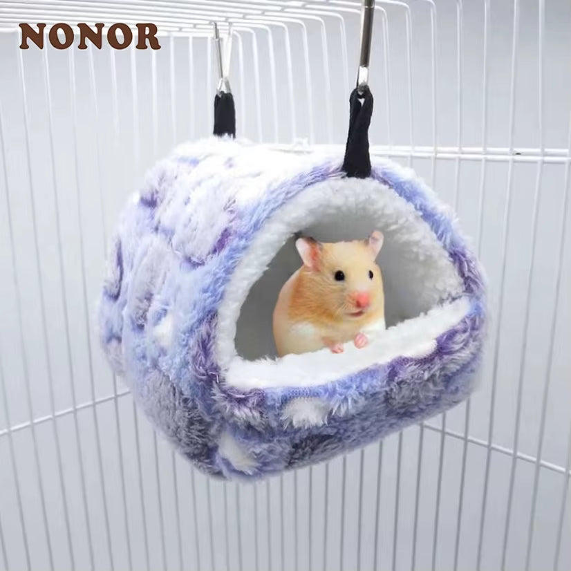 NONOR Hamster House Warm Soft Beds and Houses Rodent Cage Printed Hammock for Rats Cotton Guinea Pig Accessories Small Animal