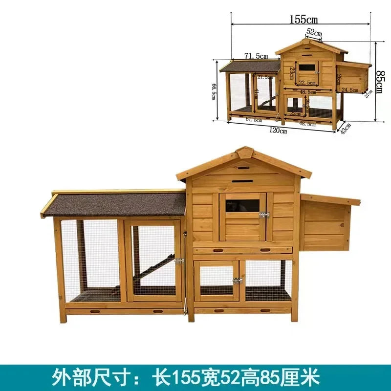 Chicken Coop with Windows Color Wooden Outdoor Dark Green Custom Logo Carton Packing Wood Print Pet Cages, Carriers & Houses G03