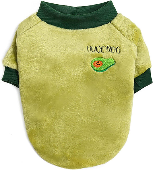Fruit Pajamas Fleece Cat & Dog Sweater - Warm Green M Cat, Small & Medium Dog Winter Coat