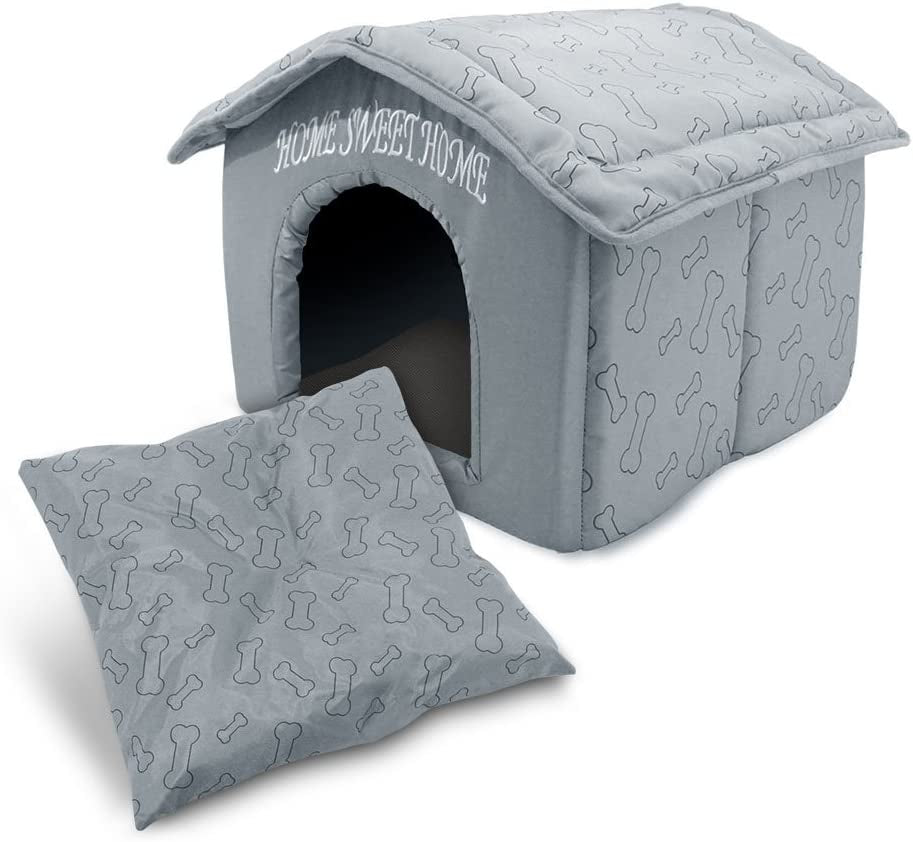 Portable Indoor Pet House – Perfect for Cats & Small Dogs, Easy to Assemble – Silver