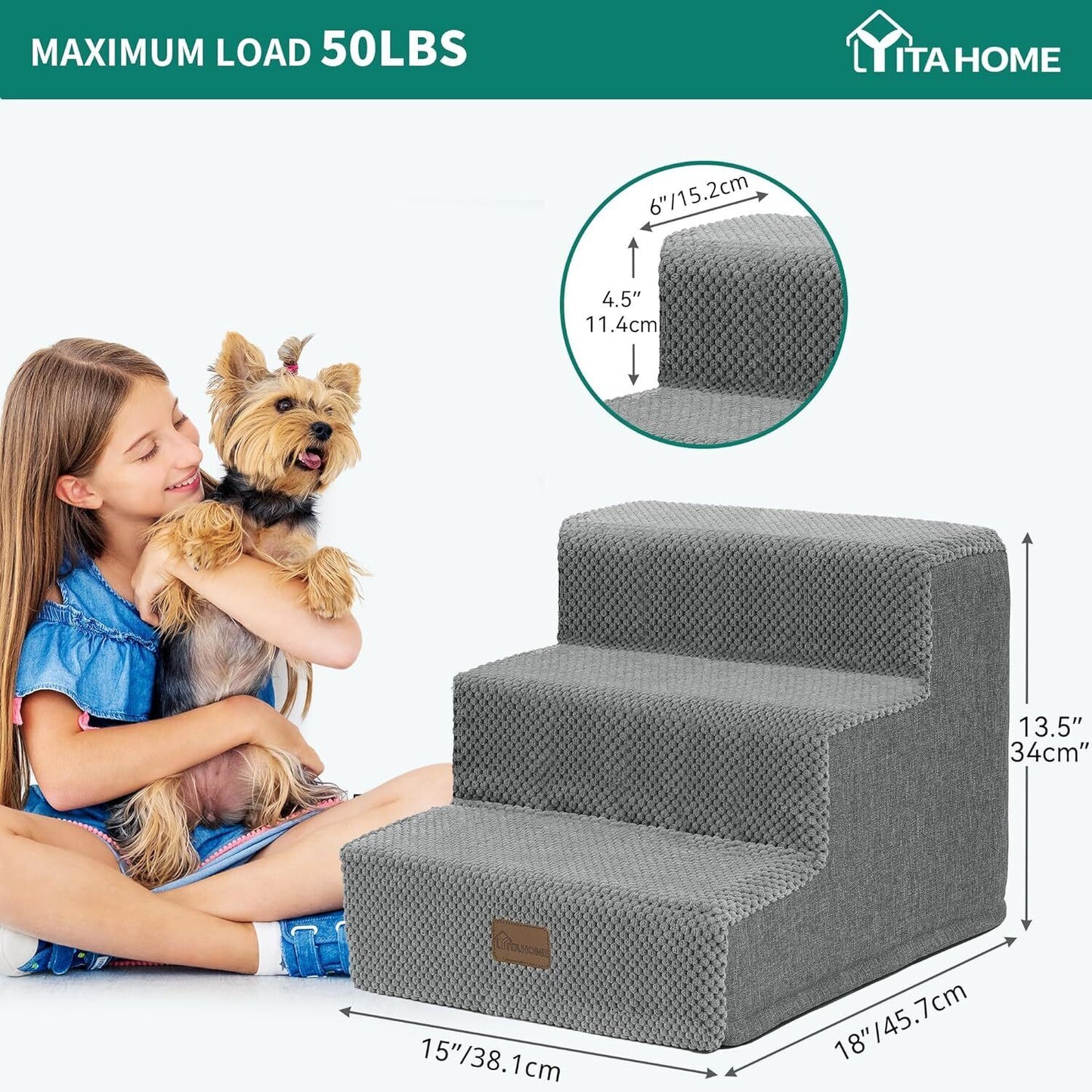 Small Dog Stairs Pet Stairs Pet Steps for Bed and Couch with Support Boards