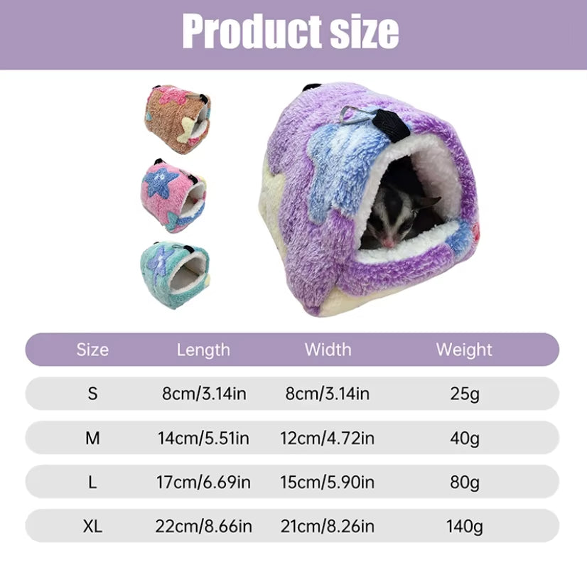 NONOR Hamster House Warm Soft Beds and Houses Rodent Cage Printed Hammock for Rats Cotton Guinea Pig Accessories Small Animal