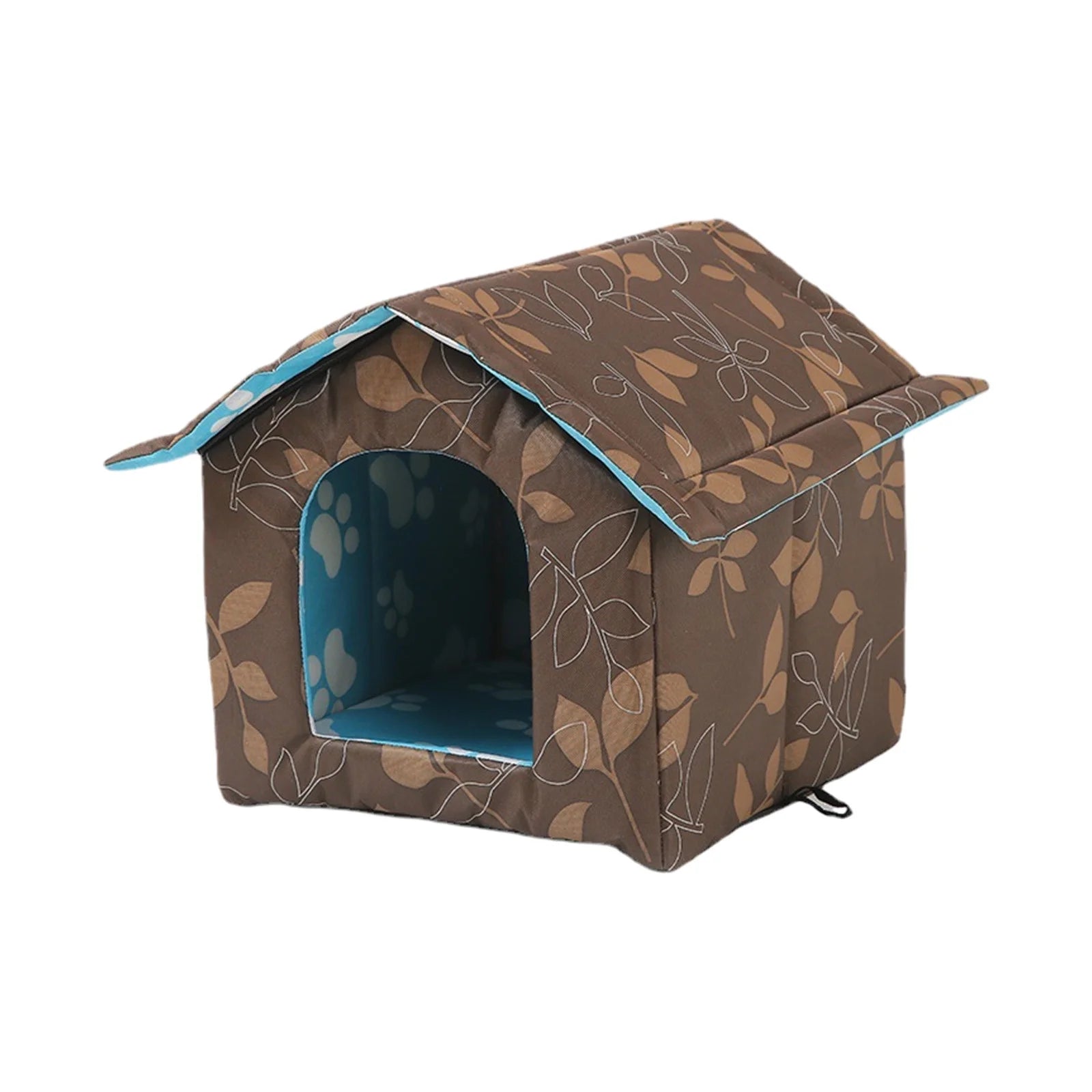 Winter Pet House with Self Warming Pad, Waterproof Outdoor Cat Dog House Foldable Warm Pet Cave for Winter Wild Animal Tent Bed, Outdoor Indoor Heat Insulated Shelter Enclosure for Pet